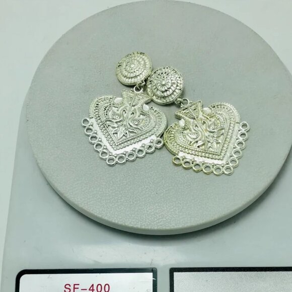 Oxidized Silver Tone Dangle Earrings: Ethnic Kuchi Jewelry - Picture 4 of 5